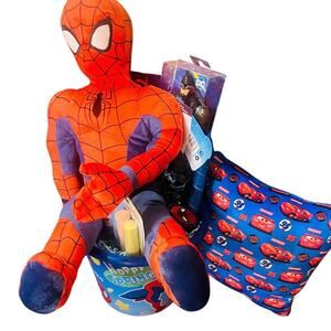 Spider-Man Easter bundle 24 inch plush ,Cars soft pillow , Batman action figure